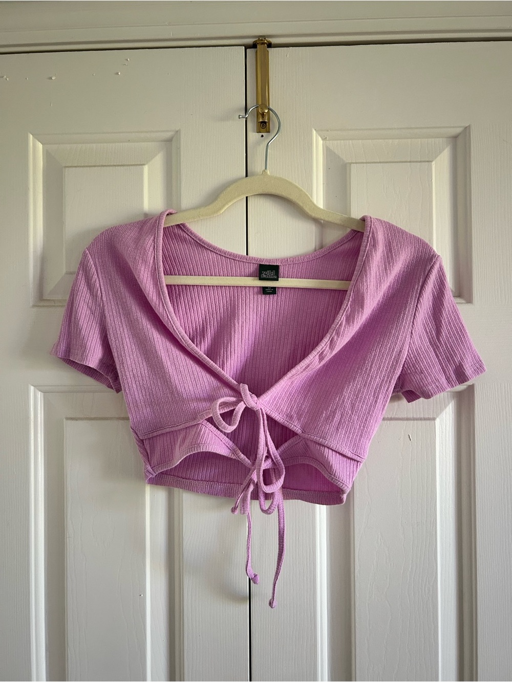 wild fable Pinky purple Tie-Front Ribbed Crop Top